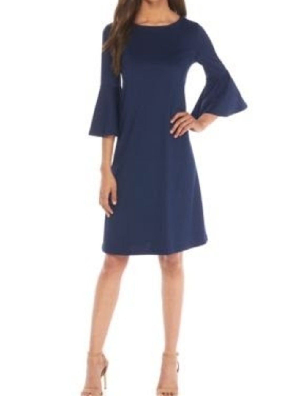 Kasper Dark Navy Bell Sleeve Shift Dress
